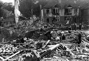 The aftermath of a V2 explosion at Stavely Road, Chiswick. 9th September 1944