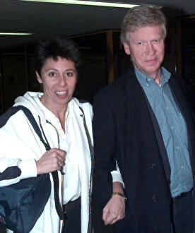 Images Dated 14th December 1998: Aid worker Sally Becker arrives at Heathrow in Dec 1998, with her husband, Duncan Stewart