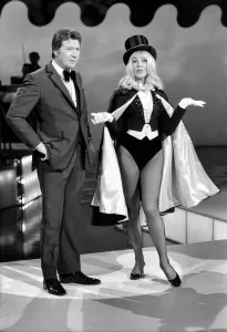 Aimi Macdonald pictured as The Great Nervo'the conjurer when she appears in a