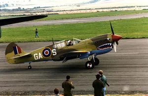 Air Aircraft Curtis P40 Kittyhawk american built fighter aircraft flown by the Royal Air