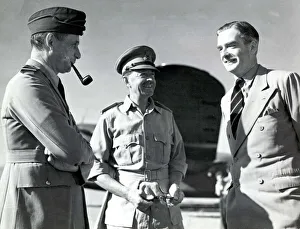 Leaders Prints: Air Chief Marshall general Aleseandera talking to Anthony Eden just after his arrival by