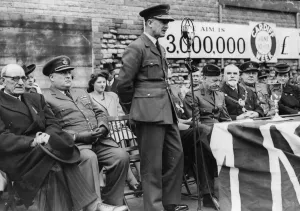 01469 Prints: Air Marshall Sir Leslie Gossage speaking at the Cardiff Salute the Soldier