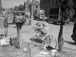 Air Raid Damage September 1944 Rocket raid at Norwood hospital A nurse picks