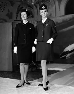 Air Stewardesses. New B. E. A. uniform designed by Hardy Amies