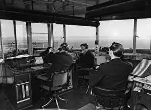 Control Tower Prints: Air Traffic controllers in the control tower at Manchester Ringway airport