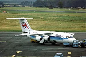 Business Travel Prints: An Air UK British Aerospace 146 (BAe 146) airliner at Newcastle Airport