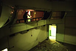 01522 Prints: Air Vice Marshal Sandy Hunter seen here exploring the abandon nuclear bunker at Kenton