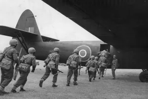 Glider Prints: Airborne soldiers board a Airspeed Horsa gliders in preparation for moving off to their