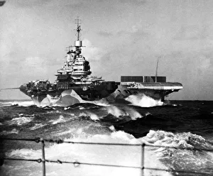 Ocean Prints: The aircraft carrier HMS Formidable seen from the quarter deck of the battleship HMS