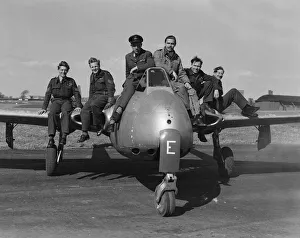 00206 Prints: Aircraft Royal Air Force de Havilland Vampire May 1951 A Squadron of pilots sit