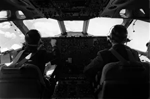 In Flight Prints: Aircraft Vickers VC10 Cockpit March 1967 Pilot and co-pilot in the cockpit of an