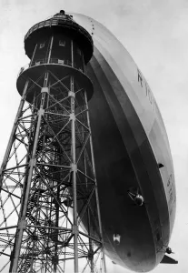 00394 Prints: The Airship R101 seen here attached to the mooring tower at Cardington prior to its first