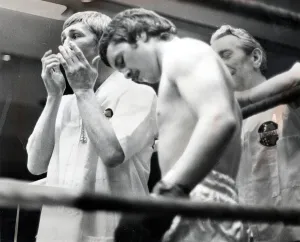 01517 Prints: Alan Buchanan boxer 11th June 1973 fighting St Andrews boxing club lost