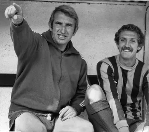 00242 Prints: Alan Dicks Bristol City manager with foorball player Geoff Merrick
