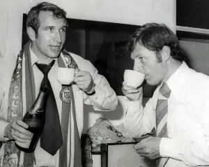 Alan Dicks, Bristol City manager (left) and Gordon Milne
