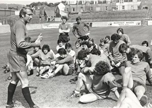 Bristol City Prints: Alan Dicks gives tactical advice to the Bristol City players before an Ashton Gate game