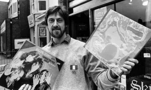 Records Prints: Alan Fearnley, owner of Record Shop on Linthorpe Road in MIddlesbrough, 14th May 1981