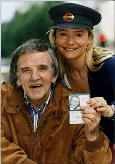 00206 Prints: Alan Freeman Disc jockey Radio One just 65 gets his bus pass from Radio Ones newest star