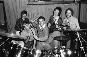 Images Dated 14th August 1980: Alan Minter with pop group Jigsaw at recording studio in Clapham