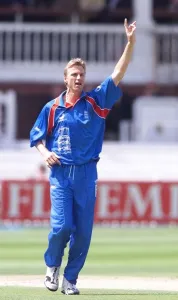 Core59 Prints: Alan Mullally celebrates taking his first wicket May 1999 for England in their