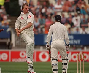 Alan Mullally Cricket Player Of England July 1999 Celebrates After He Gets