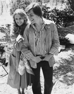 Alan Price and Jill Townsend on location filming Alfie Darling