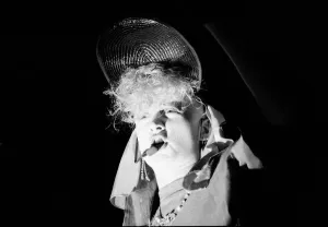New Romantics Prints: Alannah Currie of British pop group The Thompson Twins performing on stage during a