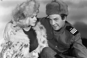 Albert Finney and Senta Berger on the set of The Victors
