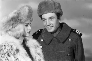 Albert Finney and Senta Berger on the set of The Victors