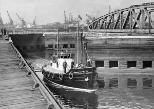 Docks Prints: The ALDERMAN B. O. DAVIES in the lock after leaving Middlesbrough Dock preparatory to