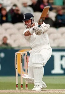 Batting Prints: Alec Stewart England cricket captain July 1998 At the wicket during the third test