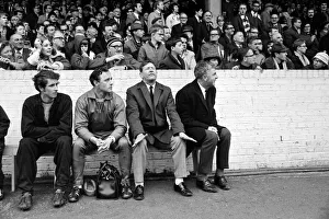 01228 Prints: Alec Stock Manager of QPR - May 1968 on the touch line - sitting on the bench with