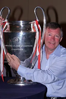 Alex Ferguson holds the European Cup May 1999 the day after Manchester