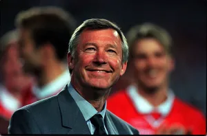 Core92 Prints: Alex Ferguson Manager of Manchester United May 1999 grins with pride at his
