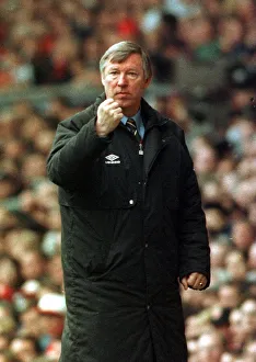00837 Prints: Alex Ferguson Manchester United Football Manager clenches his fist as he celebrates after