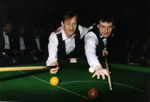 Alex Higgins snooker player alias Hurricane Higgins with Jimmy White