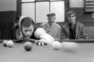 Alex Higgins at the table in a local club. November 1969 Z10851-001