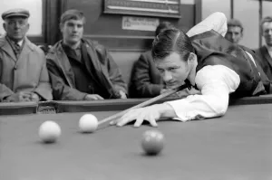 Alex Higgins at the table in a local club. November 1969 Z10851