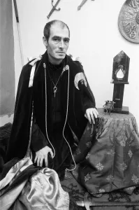 Alex Sanders King of the Witches at his basement flat in Notting Hill, London
