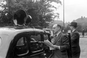 Exercises And Training Prints: Alfieri. Instructions are given via PA Sytem during Invasion Exercises, Kingston, London