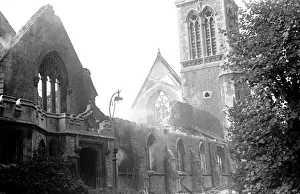 00081 Prints: Alfieri. St Marks Church after an air raid, Surbiton. October 2nd 1940