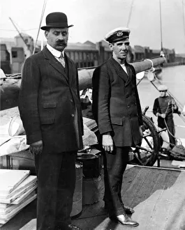 Alfred Cheetham (right) third officer on the Endurance seen here on deck as the ship