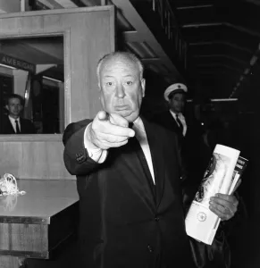 00055 Prints: Alfred Hitchcock - film director - June1960 Pointing Finger at Photographer