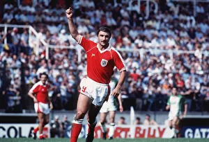Algeria v Austria in 1982 World Cup Hans Krankl of Austria raises his arm