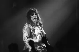 Alice Cooper (born Vincent Damon Furnier) performs at The Birmingham Odeon, Midlands