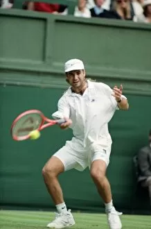 Images Dated 23rd June 1992: All England Lawn Tennis Championships at Wimbledon. Andre Agassi in action during