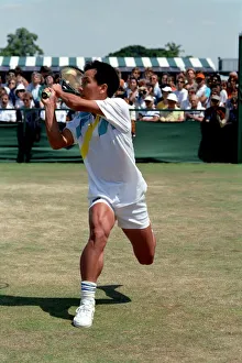 All England Lawn Tennis Championships at Wimbledon Action during the Mens Singles