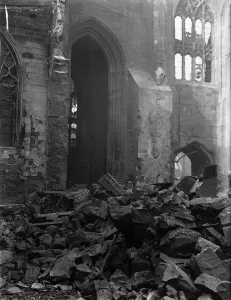 All that remains of St Michaels Cathedral following the air raid of the 14th