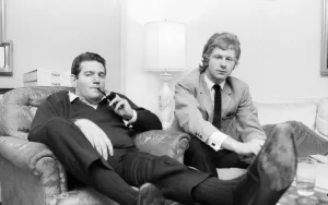 Allen Klein (left) and Andrew Loog Oldham meeting in London