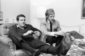 Allen Klein (left) and Andrew Loog Oldham meeting in London